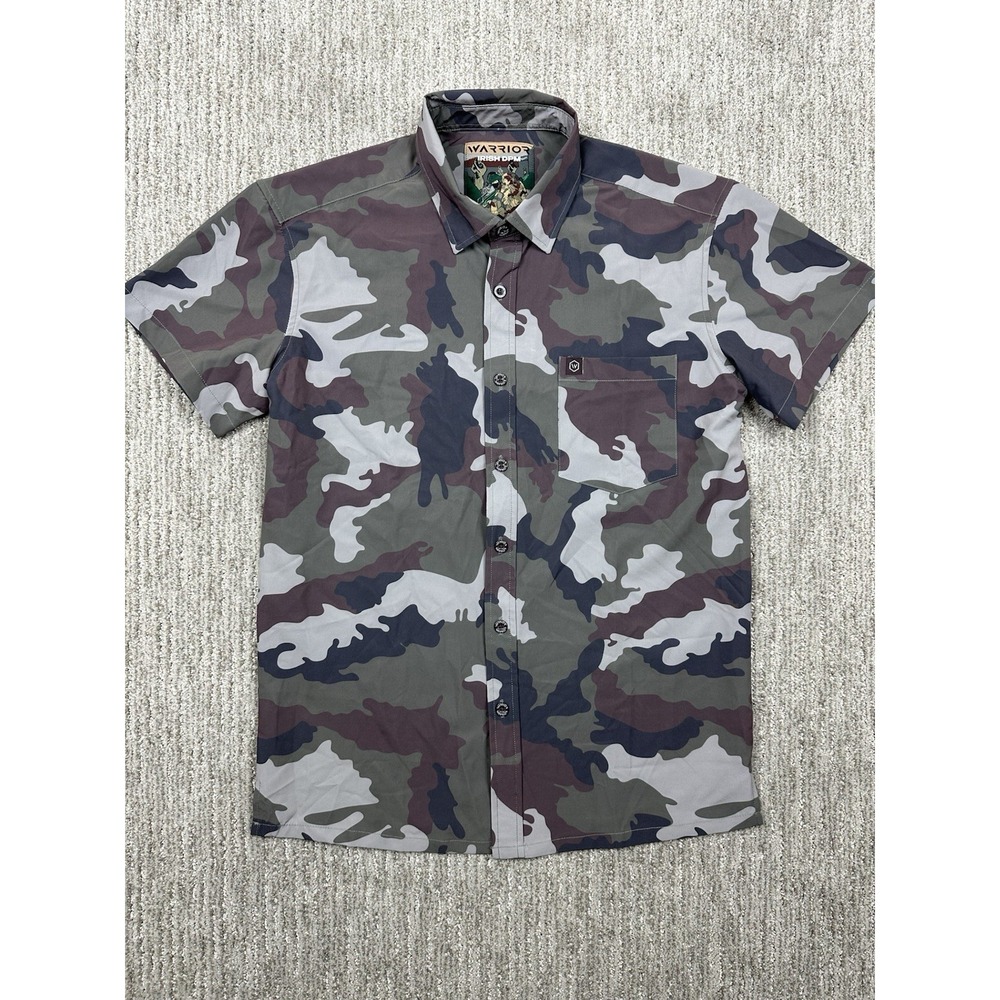 Warrior Irish DPM Men's Shirt Small Camo  Green Button Up Pocket Tactical